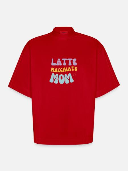 Latte Macchiato Mom - Heavyweight Oversized Organic Boxy T-Shirt Made in EU - Rot