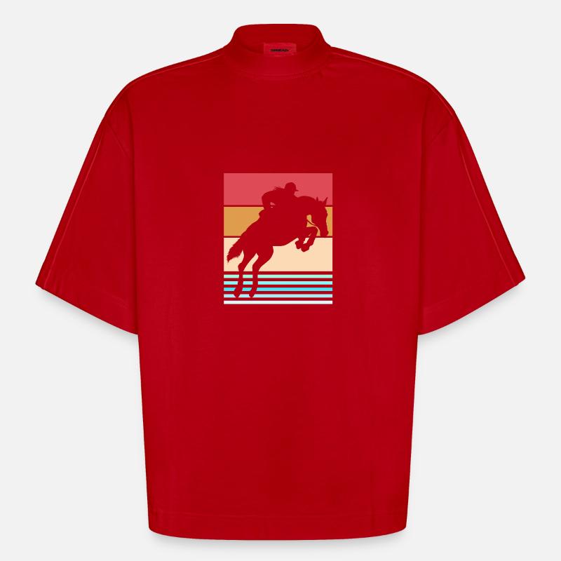 Saut d’obstacles Saut d’obstacles - T-shirt bio épais oversize Boxy fabriqué en UE - rouge