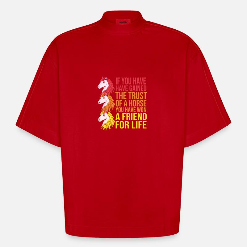 Springreiten Springpferd - Heavyweight Oversized Organic Boxy T-Shirt Made in EU - Rot