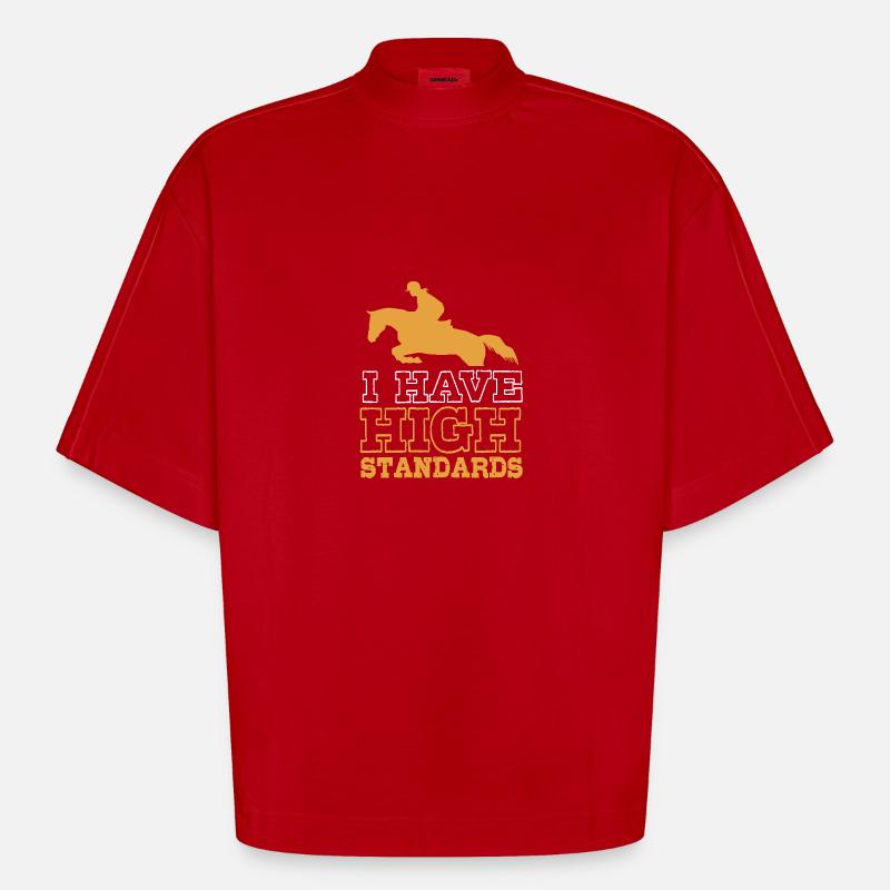Springreiten Springpferd - Heavyweight Oversized Organic Boxy T-Shirt Made in EU - Rot