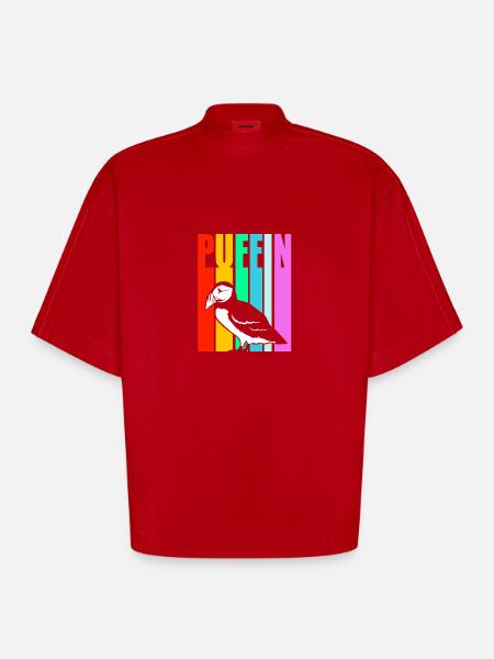 Papageientaucher Puffin - Heavyweight Oversized Organic Boxy T-Shirt Made in EU - red
