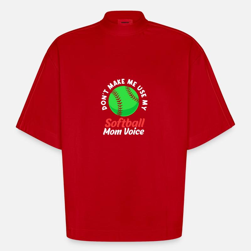 Softball Mutter Softball Mama - Heavyweight Oversized Organic Boxy T-Shirt Made in EU - Rot