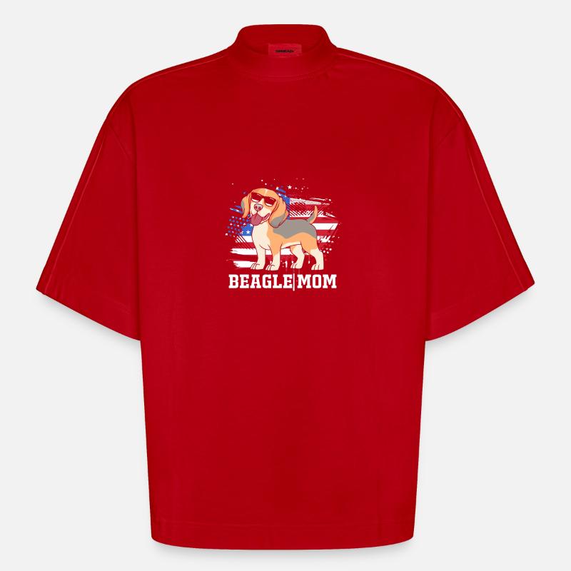 Beagle Mama Mutter Hundemama - Heavyweight Oversized Organic Boxy T-Shirt Made in EU - Rot