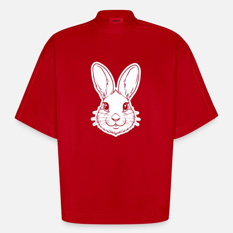 Rabbit Rabbit - Heavyweight Oversized Organic Boxy T-Shirt Made in EU - red