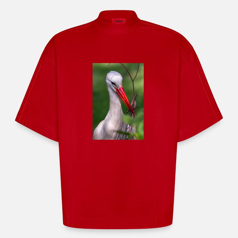 Weißstorch oder Klapperstorch - Heavyweight Oversized Organic Boxy T-Shirt Made in EU - Rot
