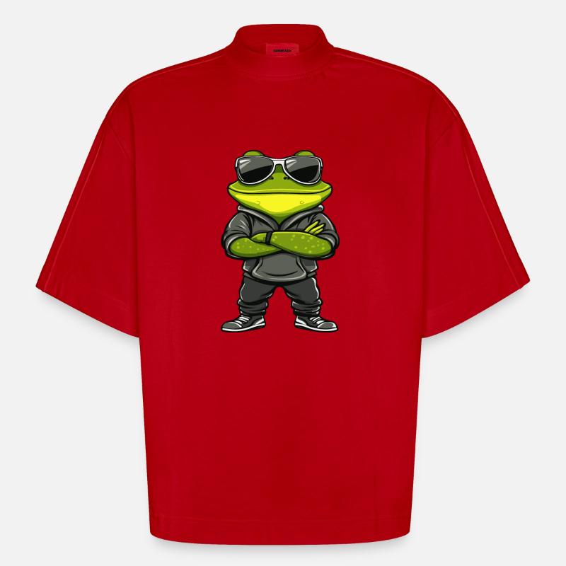 Frosch Comic Cool - Heavyweight Oversized Organic Boxy T-Shirt Made in EU - Rot