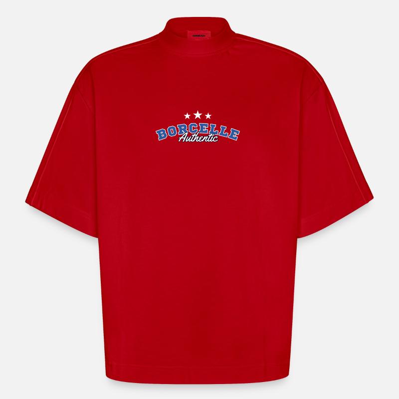 Borcelle Authentic College Script - Heavyweight Oversized Organic Boxy T-Shirt Made in EU - red