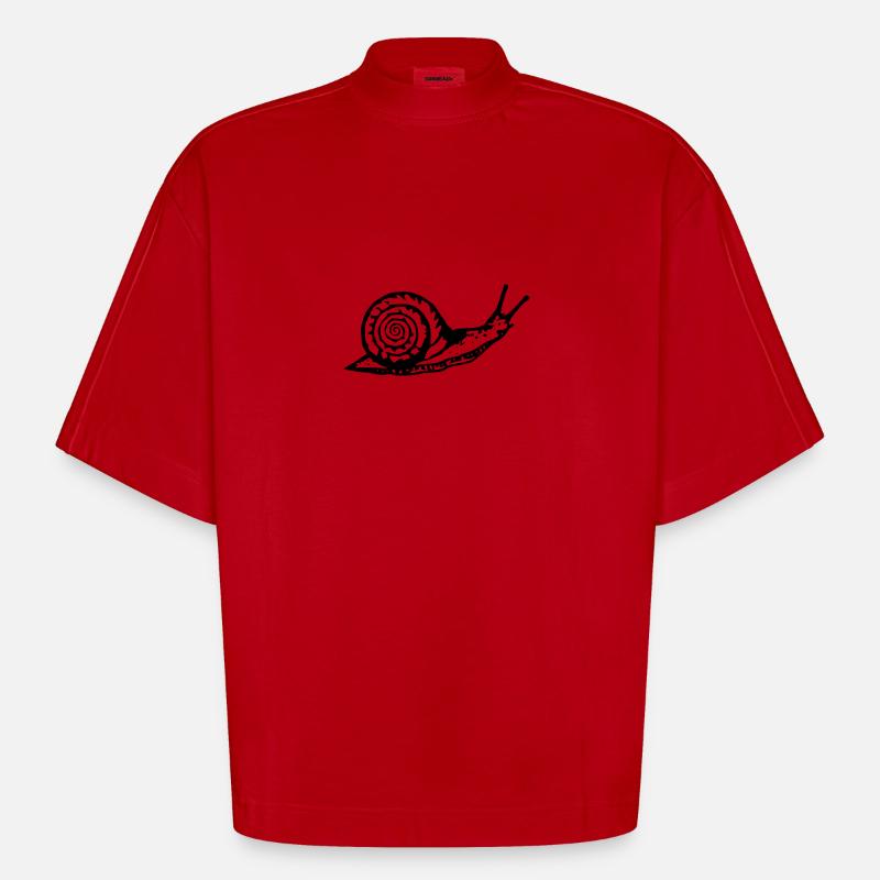 Snail noir et withe - T-shirt bio épais oversize Boxy fabriqué en UE - rouge