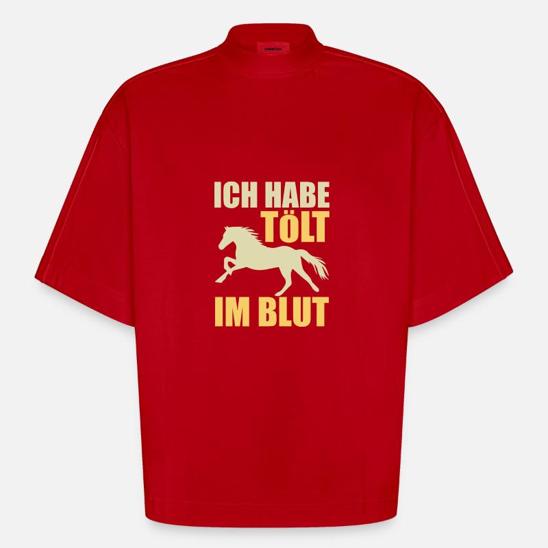 Isländer Islandpferd Islandpferde Geschenk - Heavyweight Oversized Organic Boxy T-Shirt Made in EU - Rot