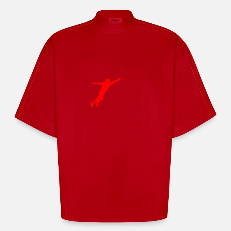 Fechten Fechter Silhouette - Heavyweight Oversized Organic Boxy T-Shirt Made in EU - Rot