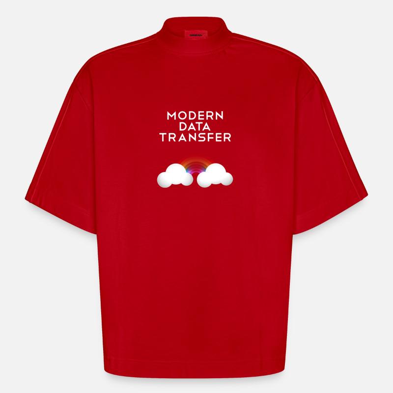 Moderne Datentransfer Wolken Informatiker Geschenk - Heavyweight Oversized Organic Boxy T-Shirt Made in EU - Rot