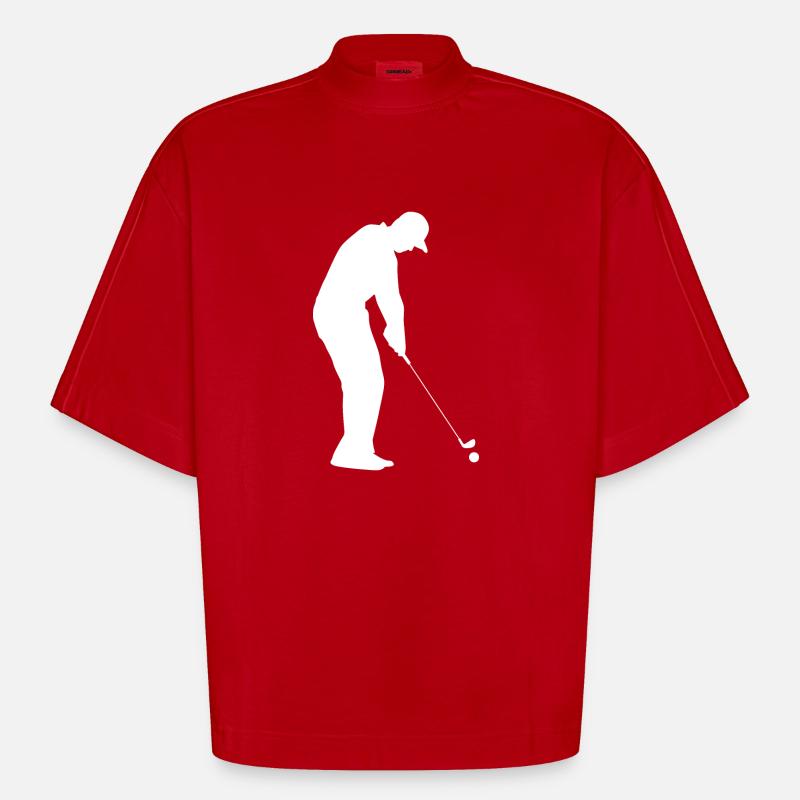 Golf Golfer Golfer Golf Course - Heavyweight Oversized Organic Boxy T-Shirt Made in EU - red