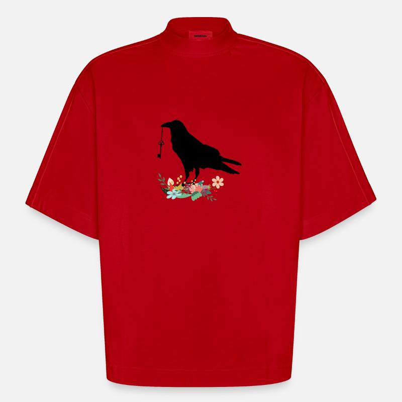 corbeau - T-shirt bio épais oversize Boxy fabriqué en UE - rouge