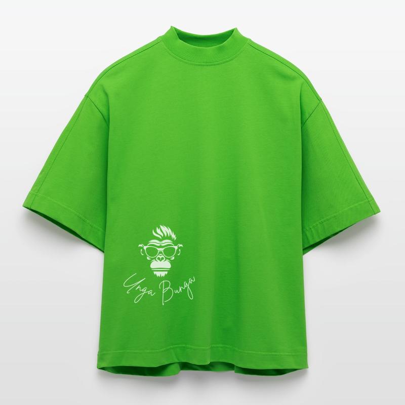 Affenkopf mit Sonnenbrille "Unga Bunga" Heavyweight Oversized Organic Boxy T-Shirt Made in EU