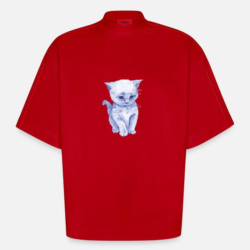 Schmuse Katze - Heavyweight Oversized Organic Boxy T-Shirt Made in EU - Rot