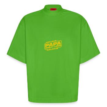 Meilleur Papa de la galaxie - T-shirt bio épais oversize Boxy fabriqué en UE - Apple Neon - Devant