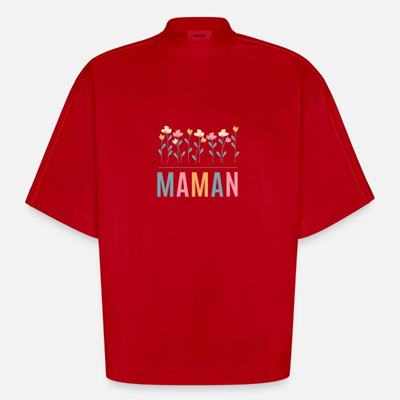 Idée cadeau pour Maman - T-shirt bio épais oversize Boxy fabriqué en UE - rouge