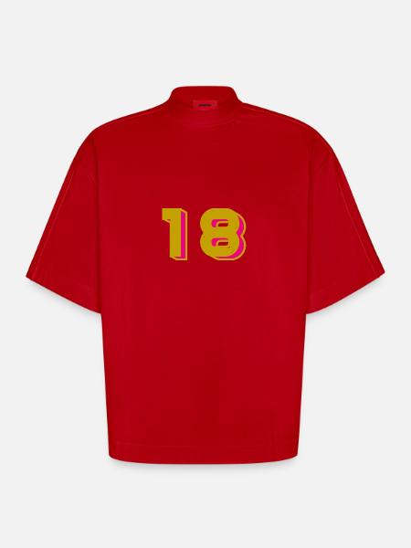 18 - Heavyweight Oversized Organic Boxy T-Shirt Made in EU - Rot