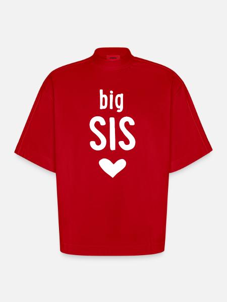 big sis - Heavyweight Oversized Organic Boxy T-Shirt Made in EU - red