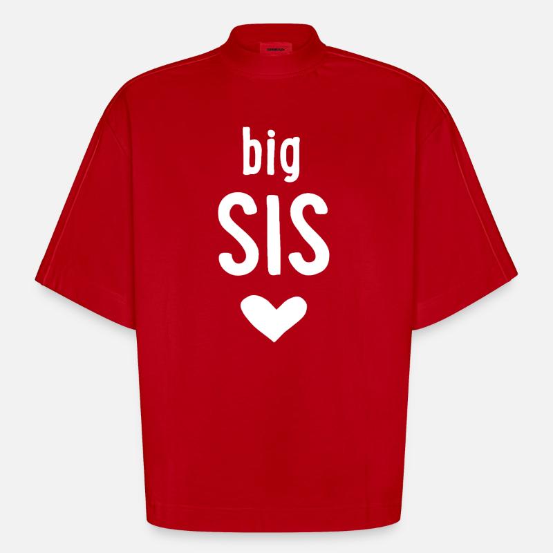 big sis - Heavyweight Oversized Organic Boxy T-Shirt Made in EU - red