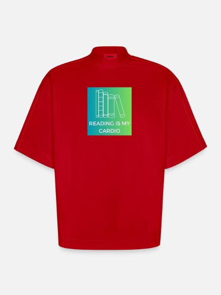 Reading is my cardio - Heavyweight Oversized Organic Boxy T-Shirt Made in EU - red