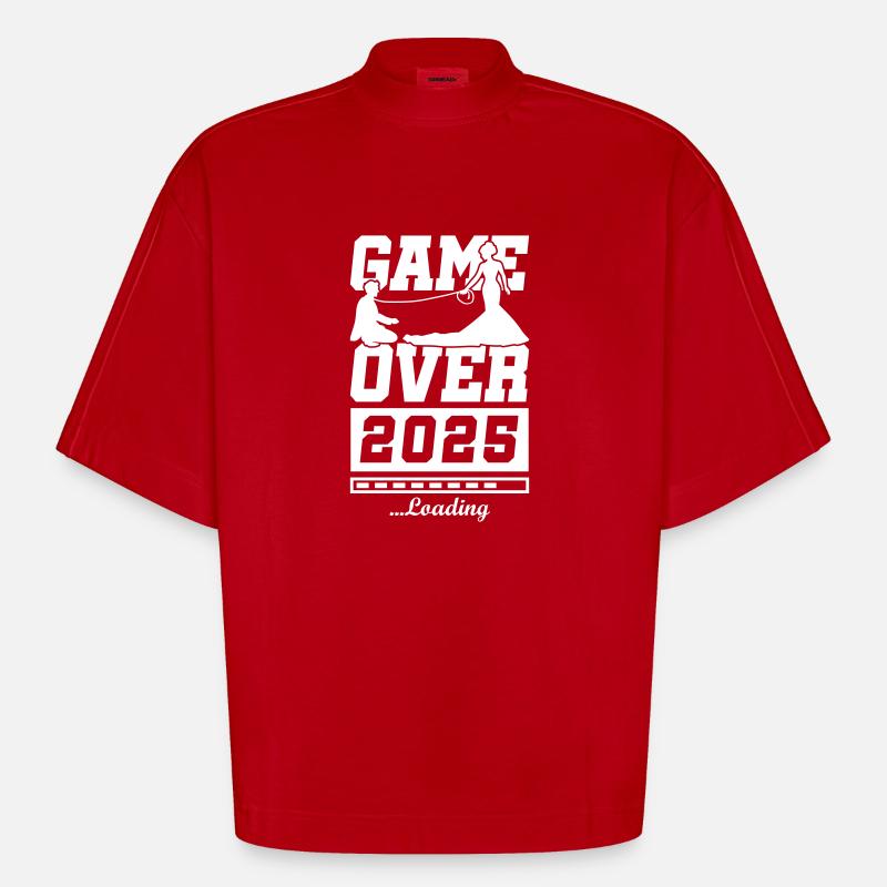 Hochzeit Loading 2025 Game Over - Heavyweight Oversized Organic Boxy T-Shirt Made in EU - Rot