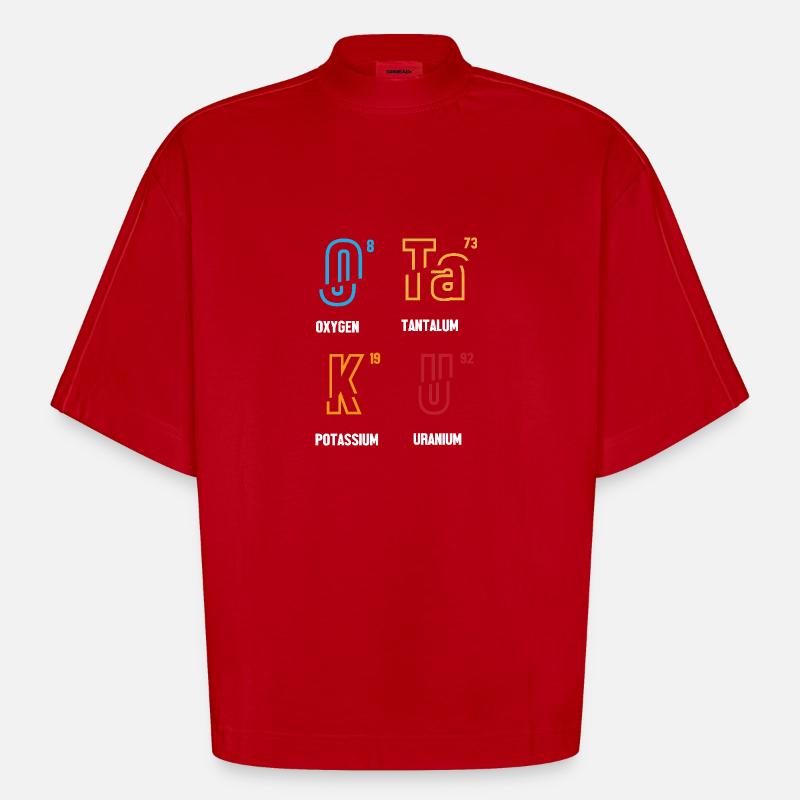 Periodic table - Heavyweight Oversized Organic Boxy T-Shirt Made in EU - red