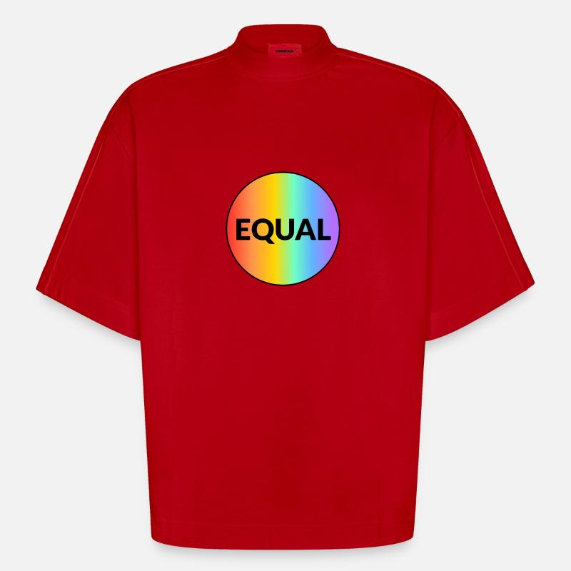 EQUAL - Regenbogen Gay Pride - Heavyweight Oversized Organic Boxy T-Shirt Made in EU - Rot
