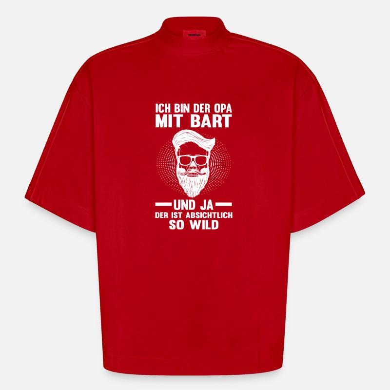 Papi avec une barbe - T-shirt bio épais oversize Boxy fabriqué en UE - rouge