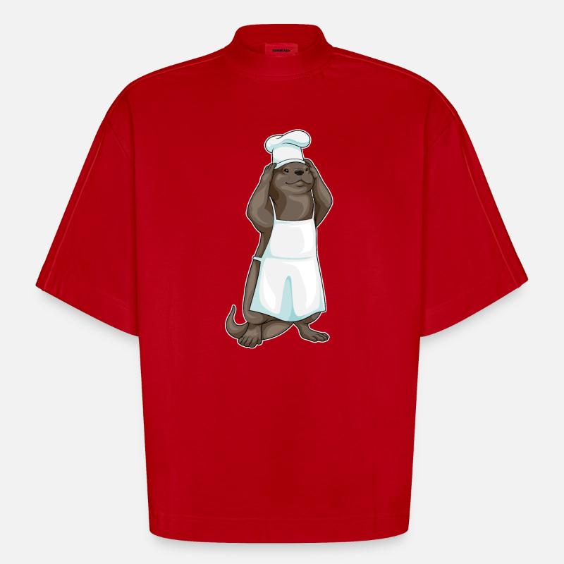 Chef Chef Cuisson Chef Cuisson - T-shirt bio épais oversize Boxy fabriqué en UE - rouge