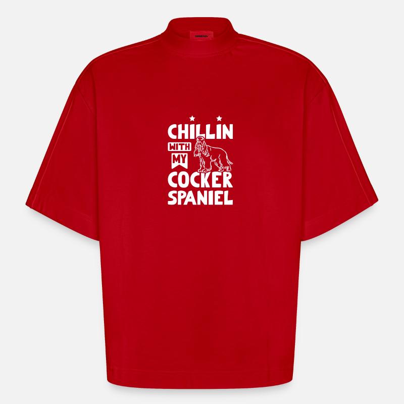 Chillin with my cocker spaniel - Heavyweight Oversized Organic Boxy T-Shirt Made in EU - Rot