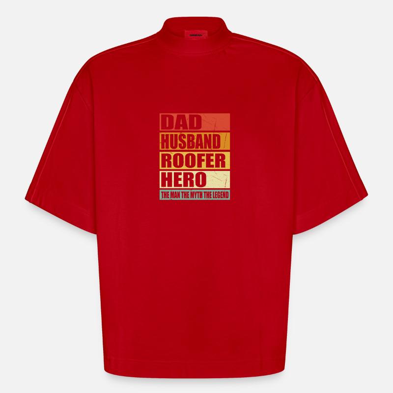 Vater Ehemann Dachdecker Held - Heavyweight Oversized Organic Boxy T-Shirt Made in EU - Rot