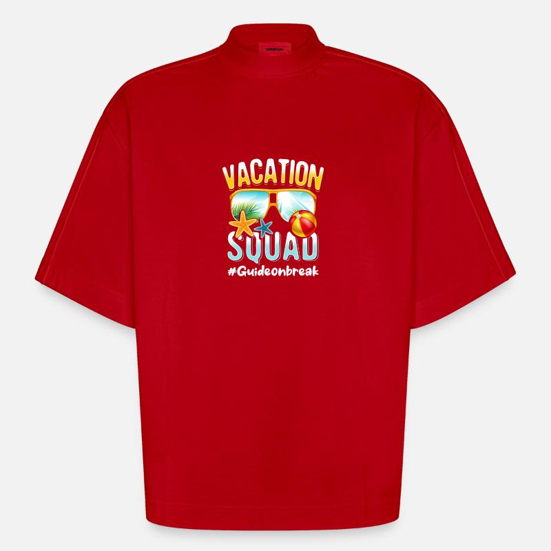 Guide Vacation Squad #Guideonbreak - T-shirt bio épais oversize Boxy fabriqué en UE - rouge