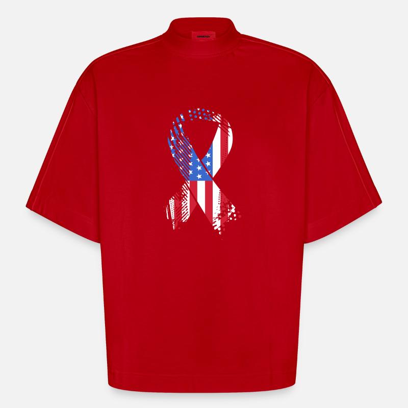 Multiple Sclerosis MS - Heavyweight Oversized Organic Boxy T-Shirt Made in EU - red