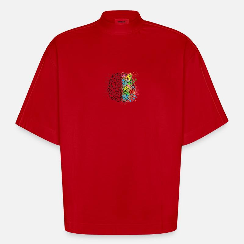Kreative oder logich im Gehirn - Heavyweight Oversized Organic Boxy T-Shirt Made in EU - Rot