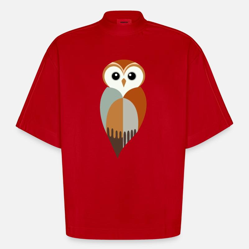 Stilisierte Eule - Heavyweight Oversized Organic Boxy T-Shirt Made in EU - Rot
