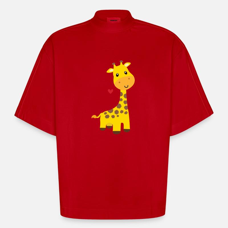 Giraffe - Heavyweight Oversized Organic Boxy T-Shirt Made in EU - red