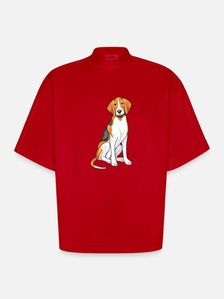 Sitting foxhound - Heavyweight Oversized Organic Boxy T-Shirt Made in EU - red