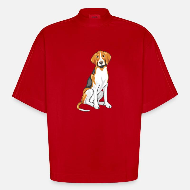 Foxhound assis - T-shirt bio épais oversize Boxy fabriqué en UE - rouge