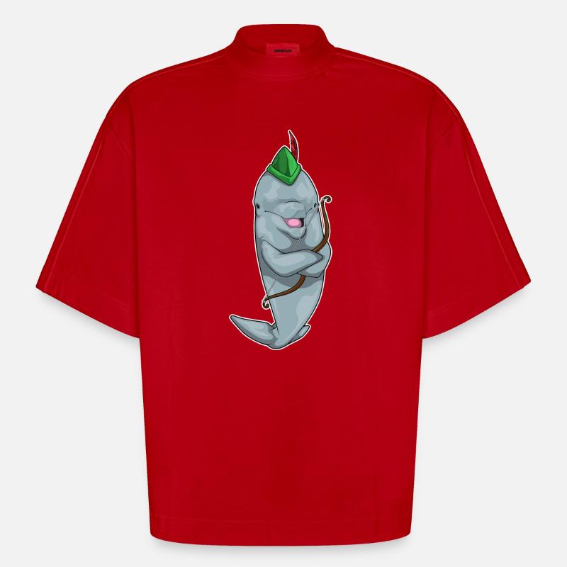 Arc de dauphin - T-shirt bio épais oversize Boxy fabriqué en UE - rouge