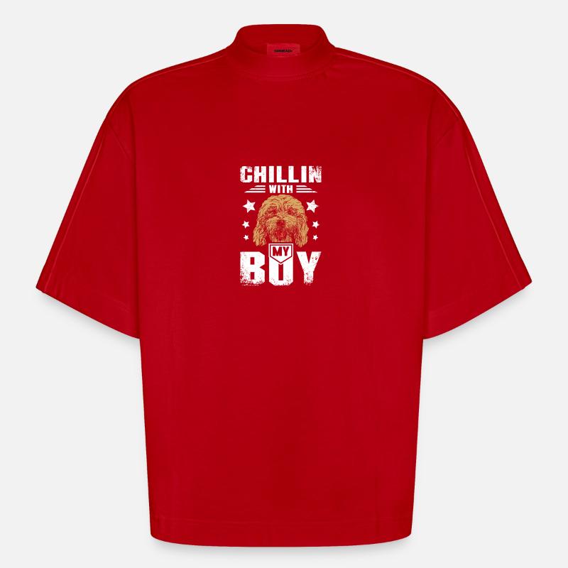 chillin with my cockapoo boy - Heavyweight Oversized Organic Boxy T-Shirt Made in EU - Rot