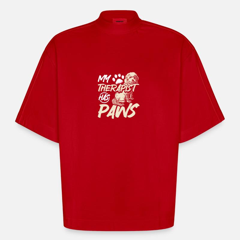 My therapist has paws cockapoo - Heavyweight Oversized Organic Boxy T-Shirt Made in EU - Rot