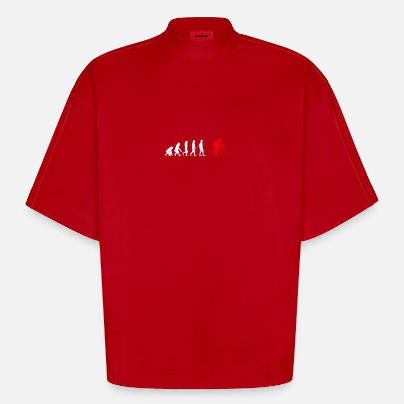 EVOLUTION bicycle cycling bike - Heavyweight Oversized Organic Boxy T-Shirt Made in EU - red