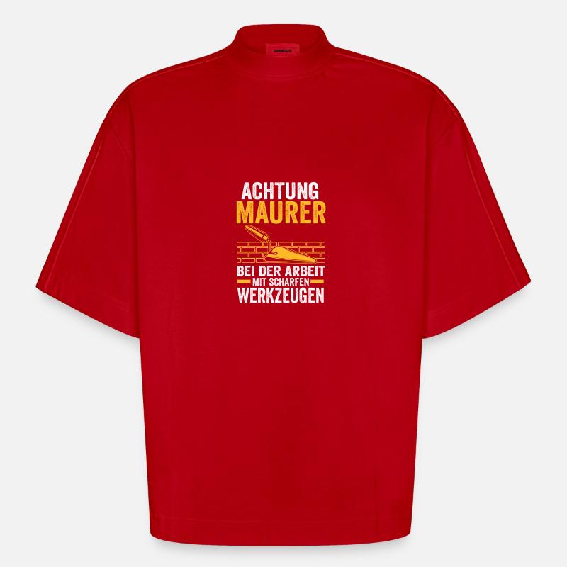 Master Bricklayer Journeyman Bricklayer - Heavyweight Oversized Organic Boxy T-Shirt Made in EU - red