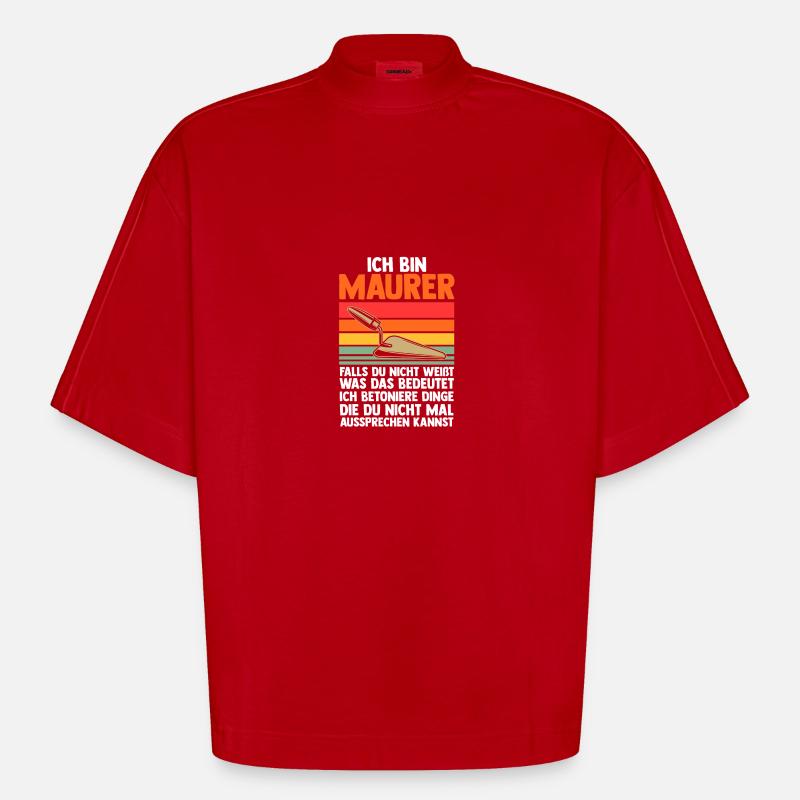 Master Bricklayer Journeyman Bricklayer - Heavyweight Oversized Organic Boxy T-Shirt Made in EU - red