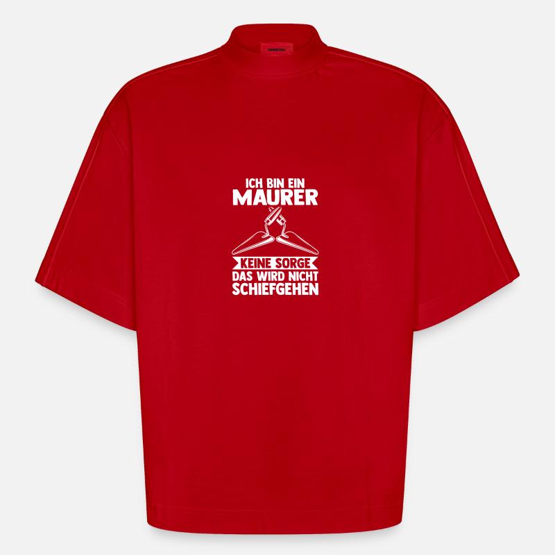 Master Bricklayer Journeyman Bricklayer - Heavyweight Oversized Organic Boxy T-Shirt Made in EU - red