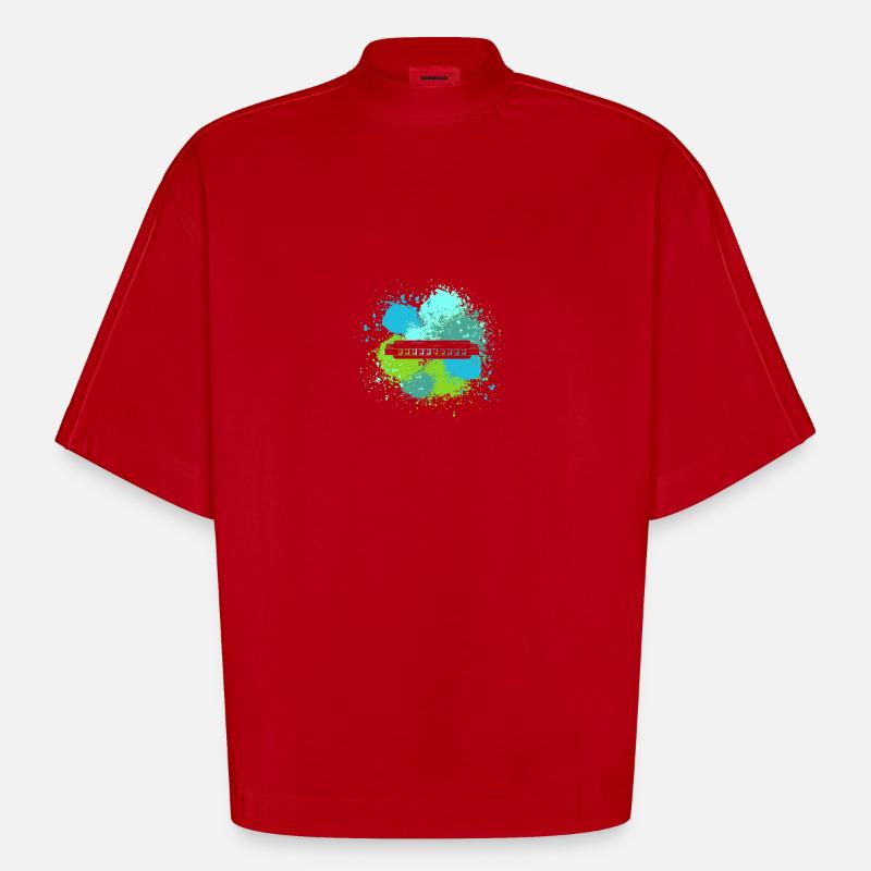 Harmonica Harmonica - T-shirt bio épais oversize Boxy fabriqué en UE - rouge