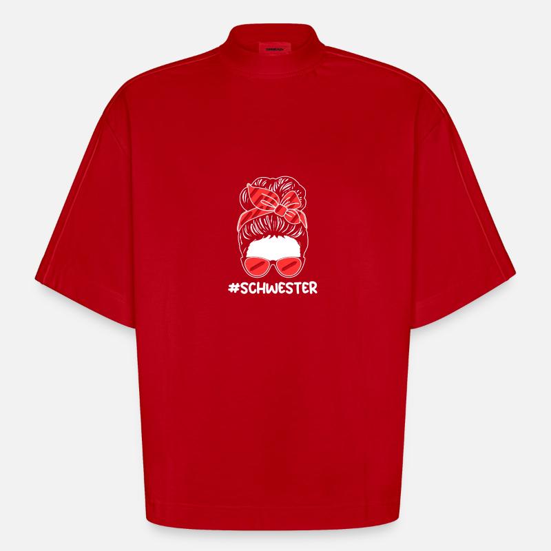 Harmonica Sister Harmonica - Heavyweight Oversized Organic Boxy T-Shirt Made in EU - red