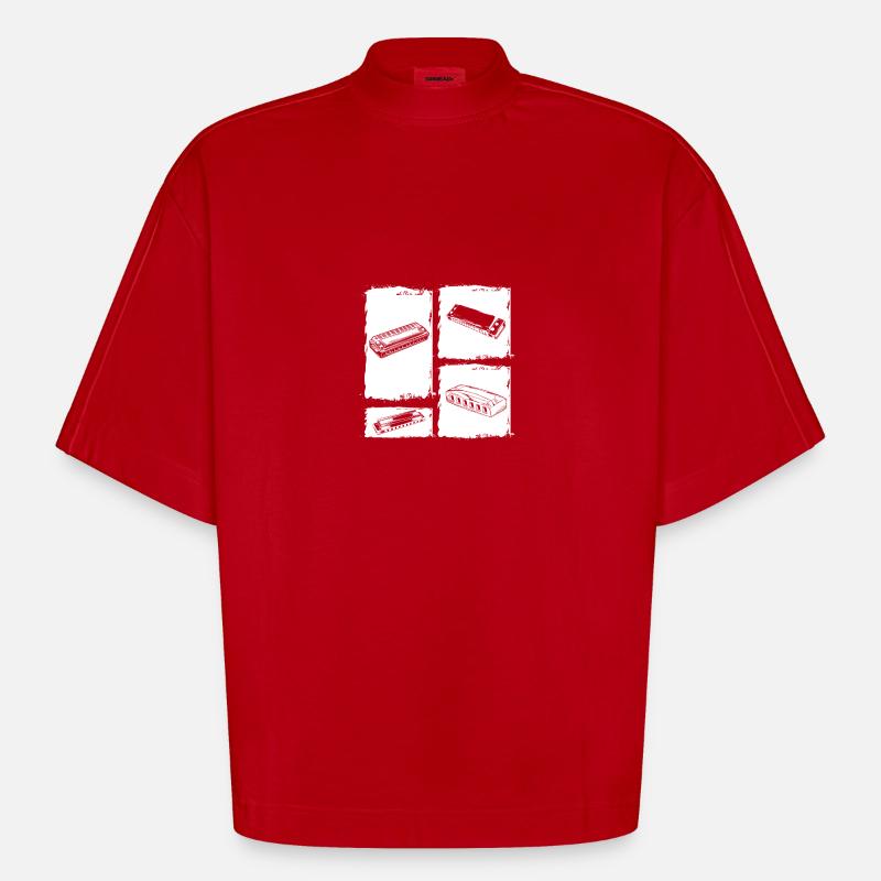 Harmonica Harmonica - Heavyweight Oversized Organic Boxy T-Shirt Made in EU - red