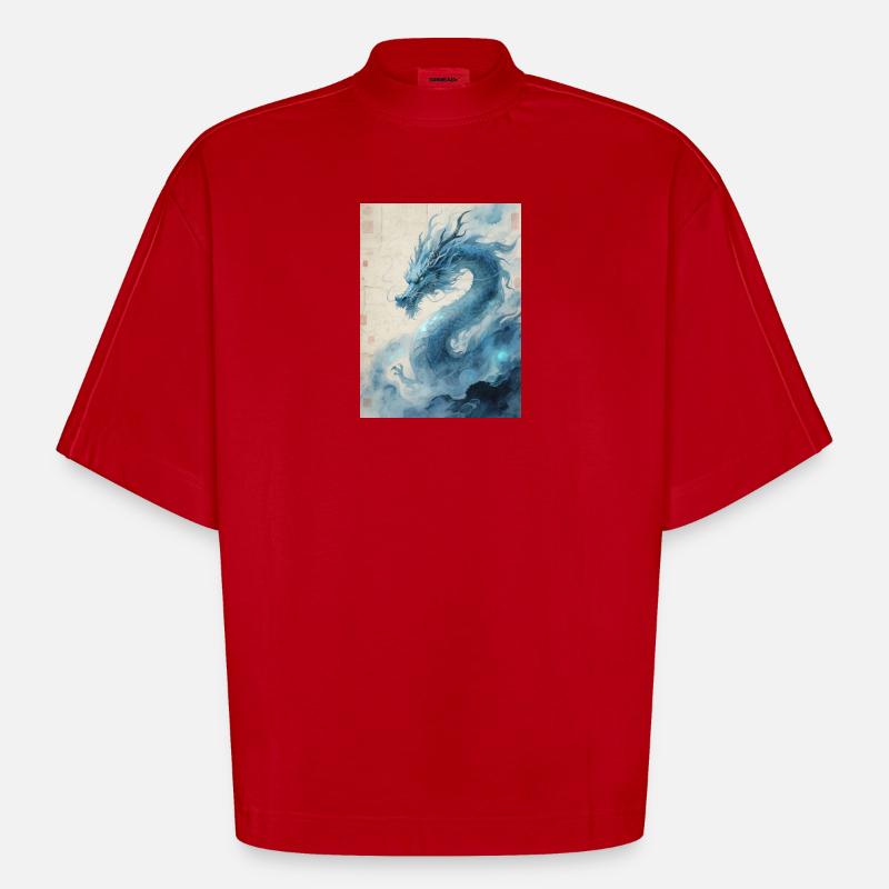 Der Erste Wind: Blauer Drache – Wiederbelebung - Heavyweight Oversized Organic Boxy T-Shirt Made in EU - Rot